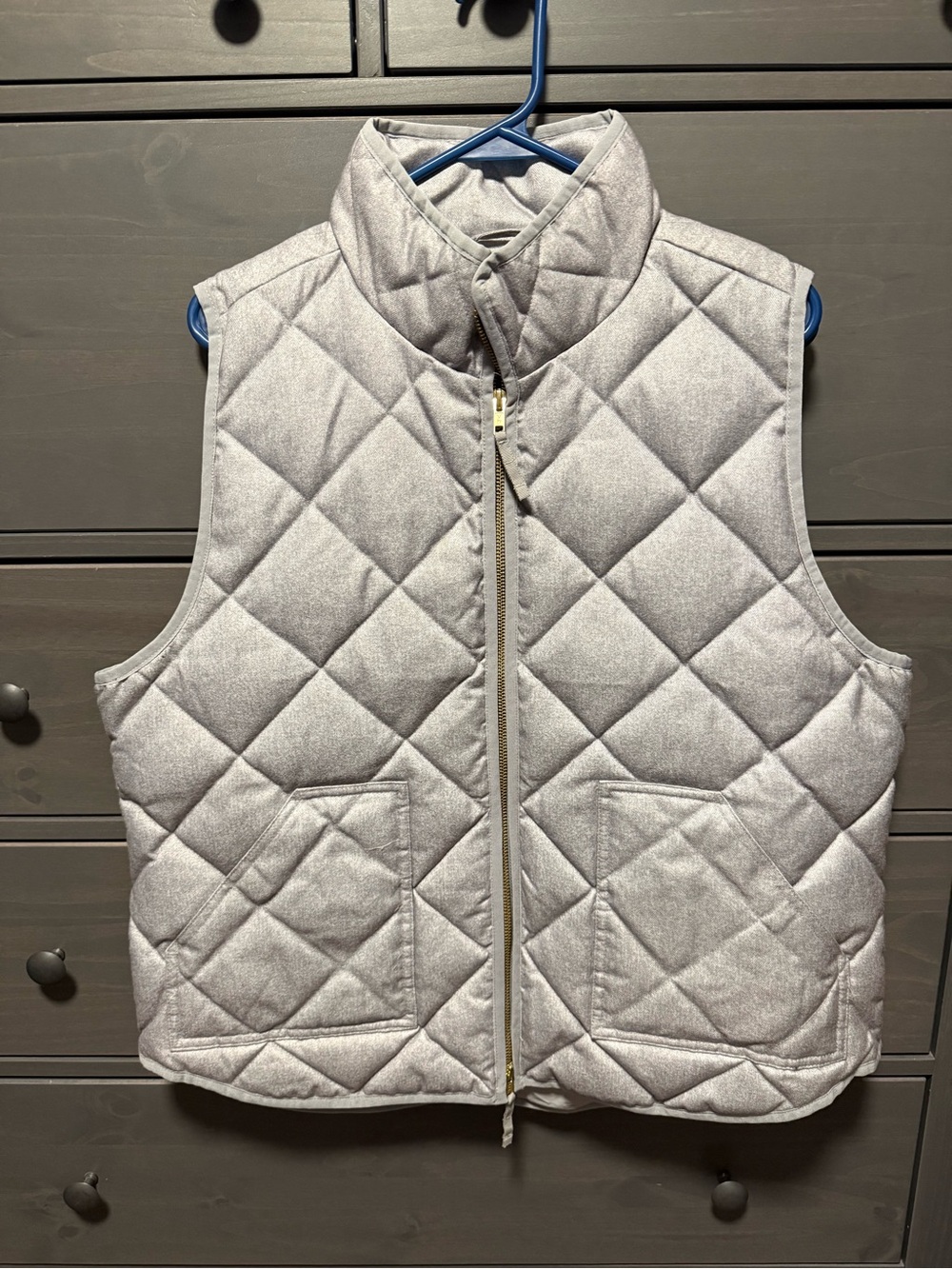 J. Crew Factory Quilted Sleeveless Puffer Vest - Light Gray